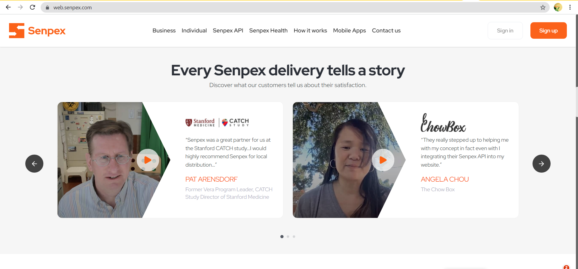 screenshot of Senpex