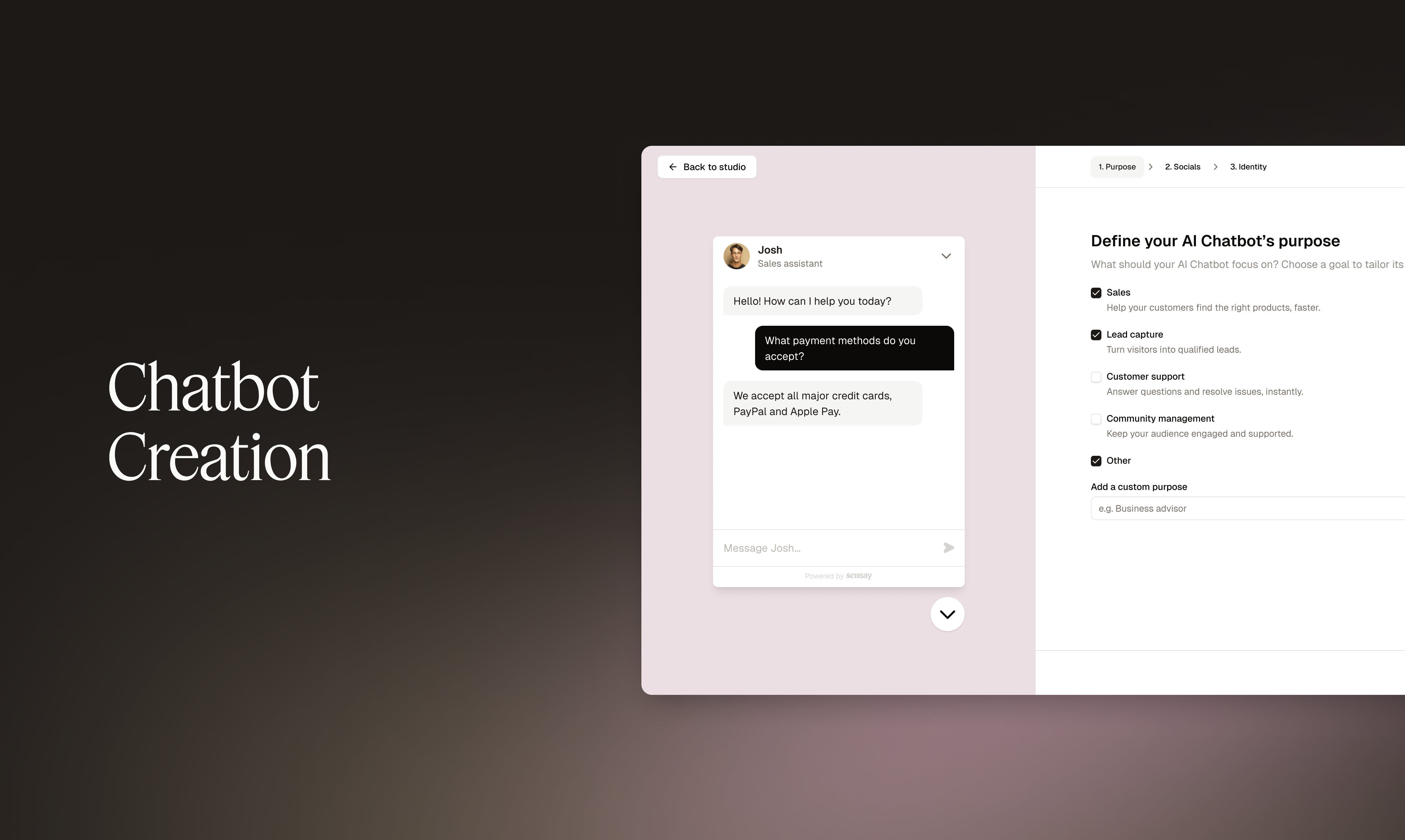 screenshot of Sensay