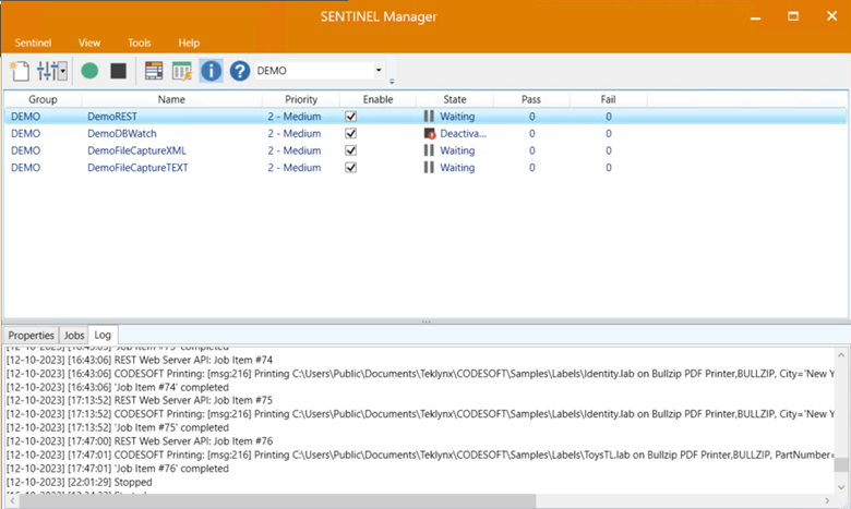 screenshot of Sentinel
