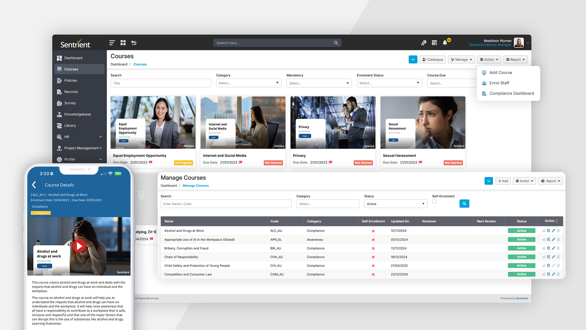 screenshot of Sentrient