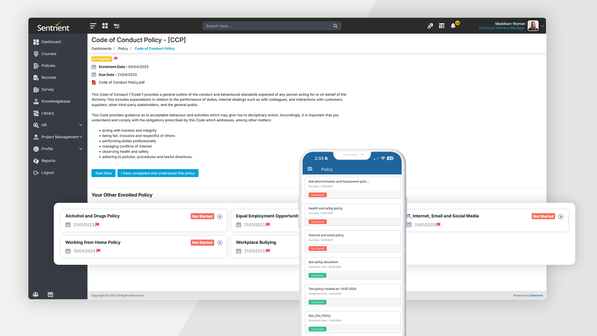 screenshot of Sentrient