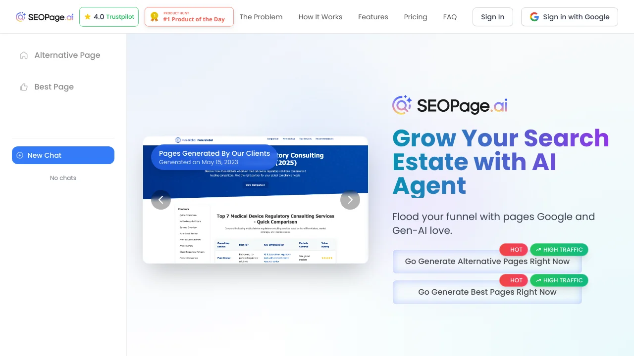 screenshot of SeoPage.ai