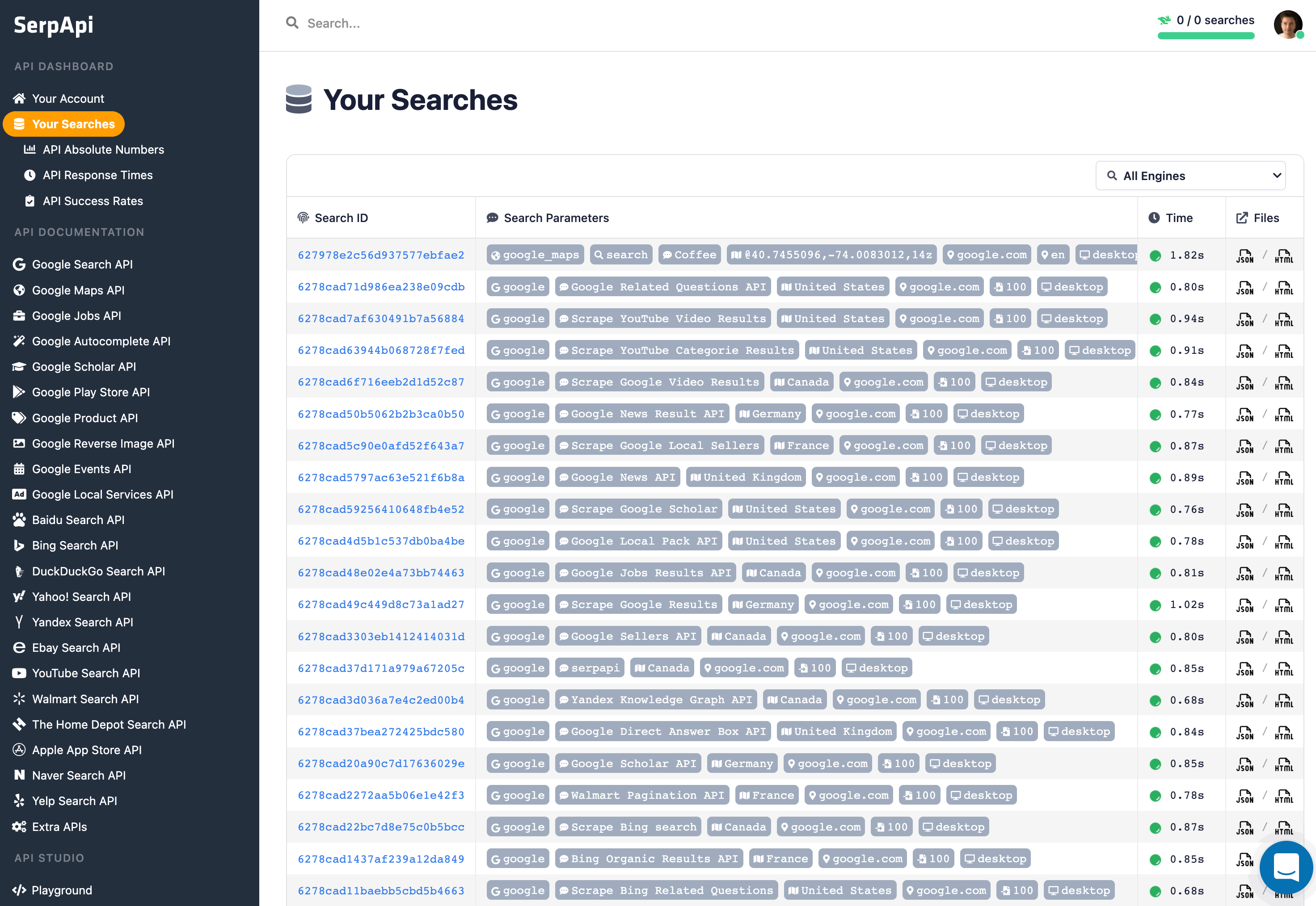 screenshot of SerpApi