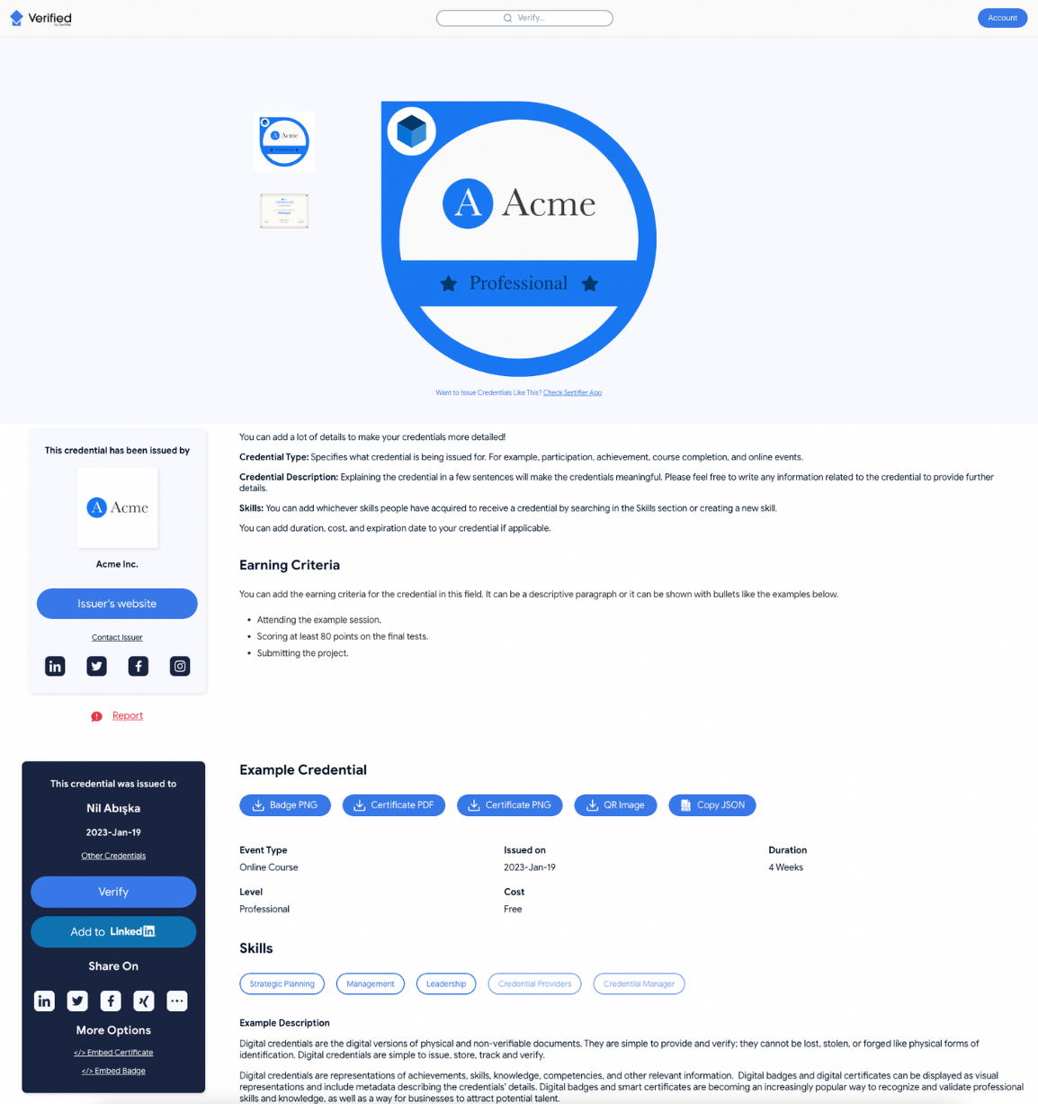screenshot of Sertifier