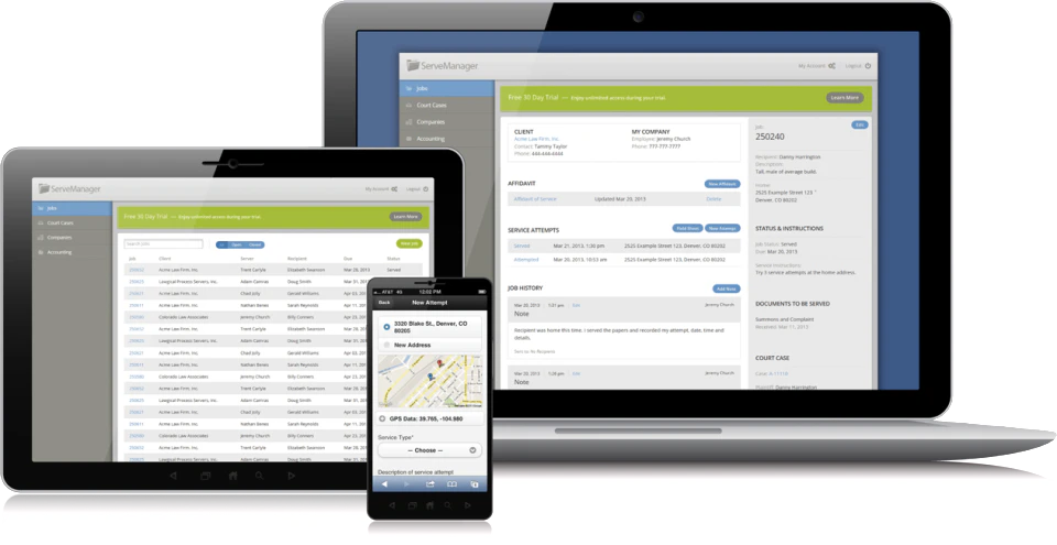 screenshot of ServeManager