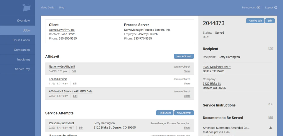 screenshot of ServeManager
