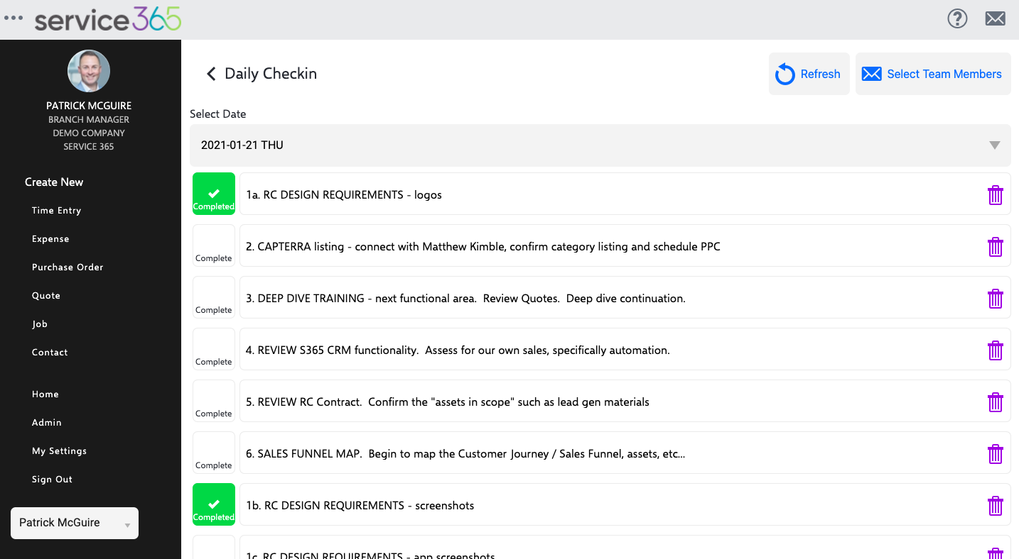 screenshot of Service365