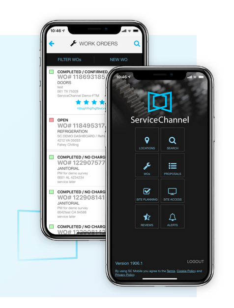 screenshot of ServiceChannel