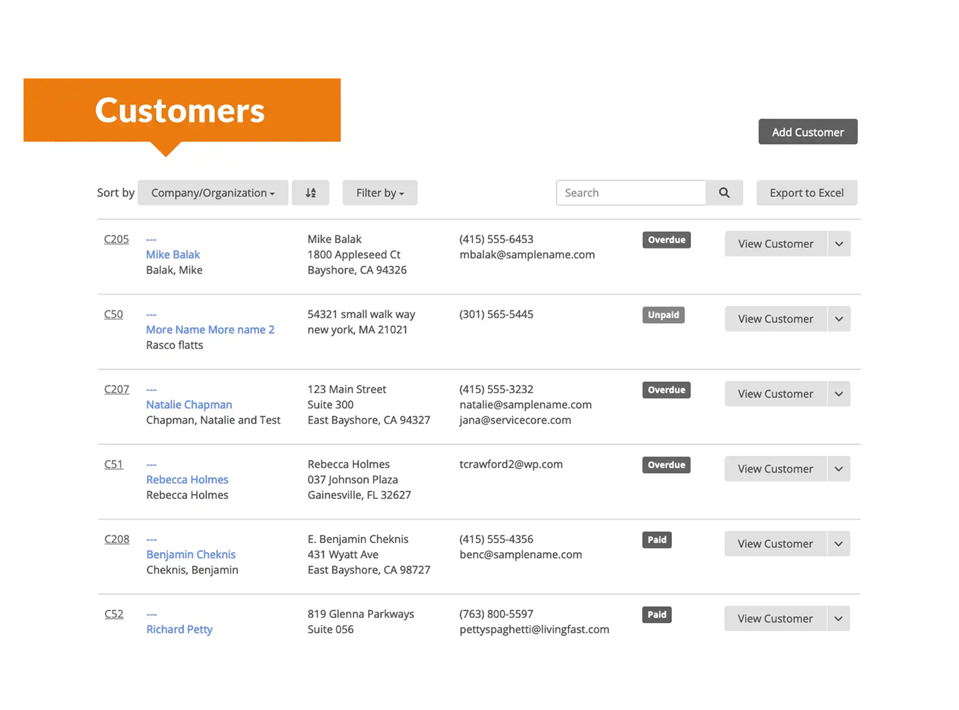 screenshot of ServiceCore