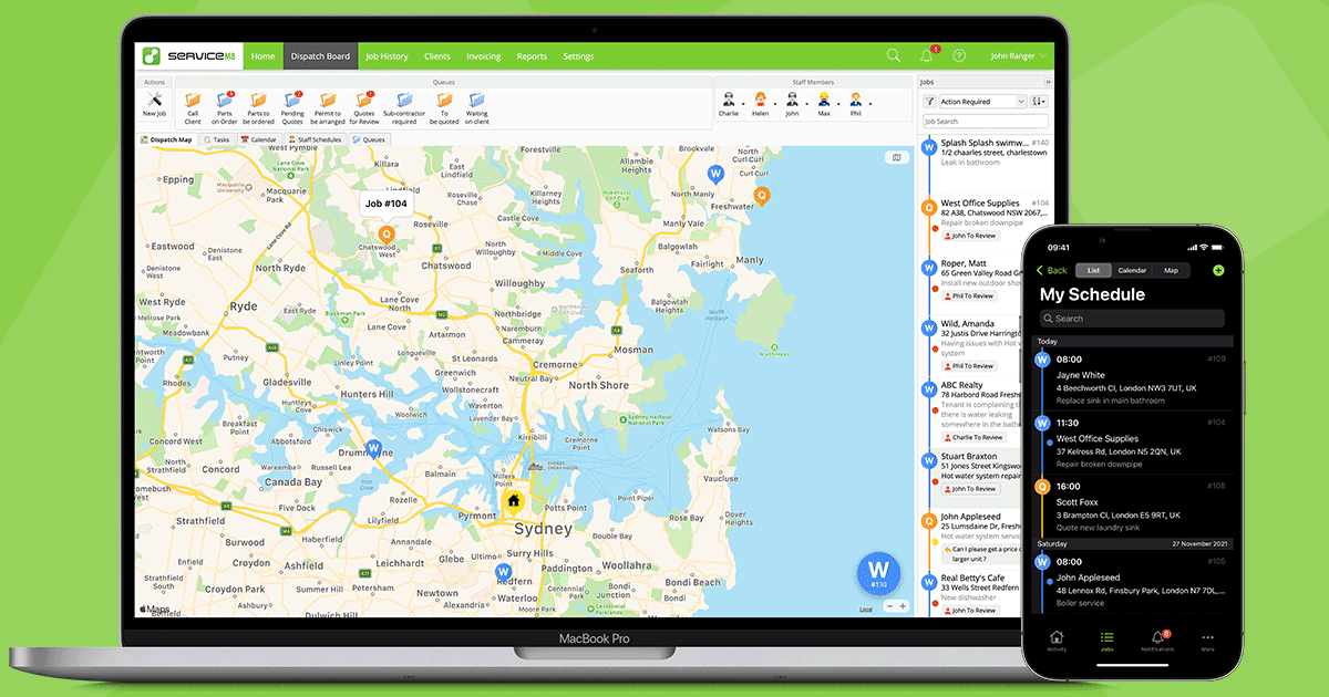 screenshot of ServiceM8