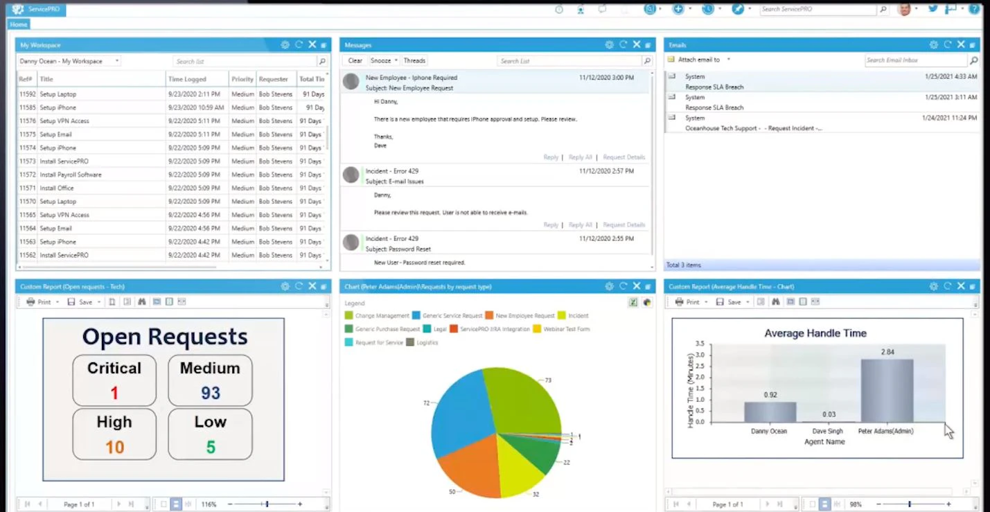 screenshot of ServicePRO