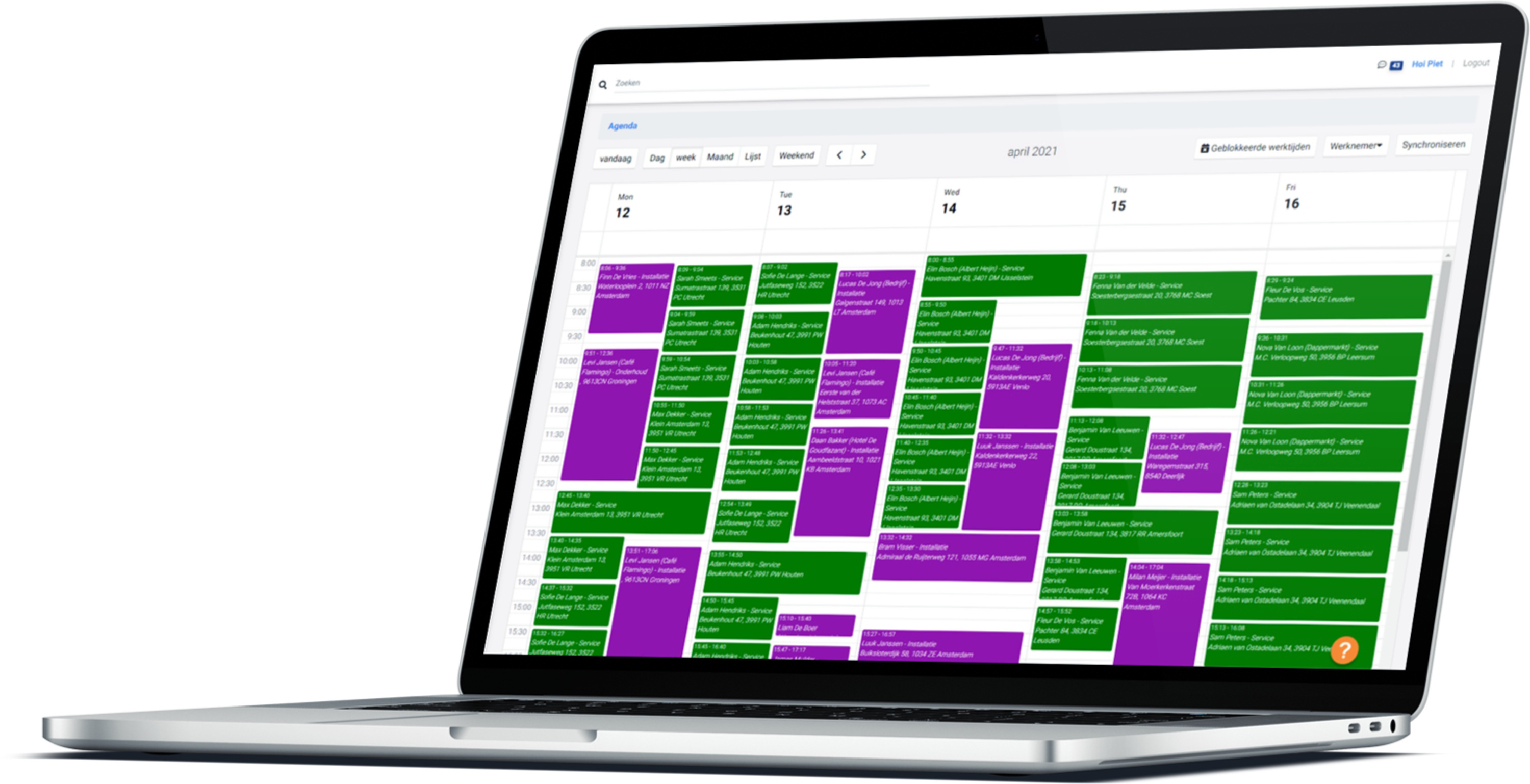 screenshot of ServicePlanner