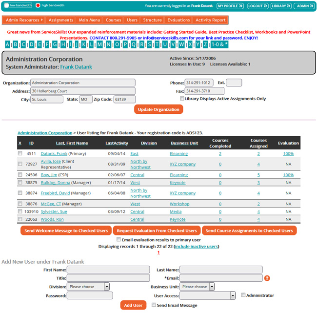 screenshot of ServiceSkills.com