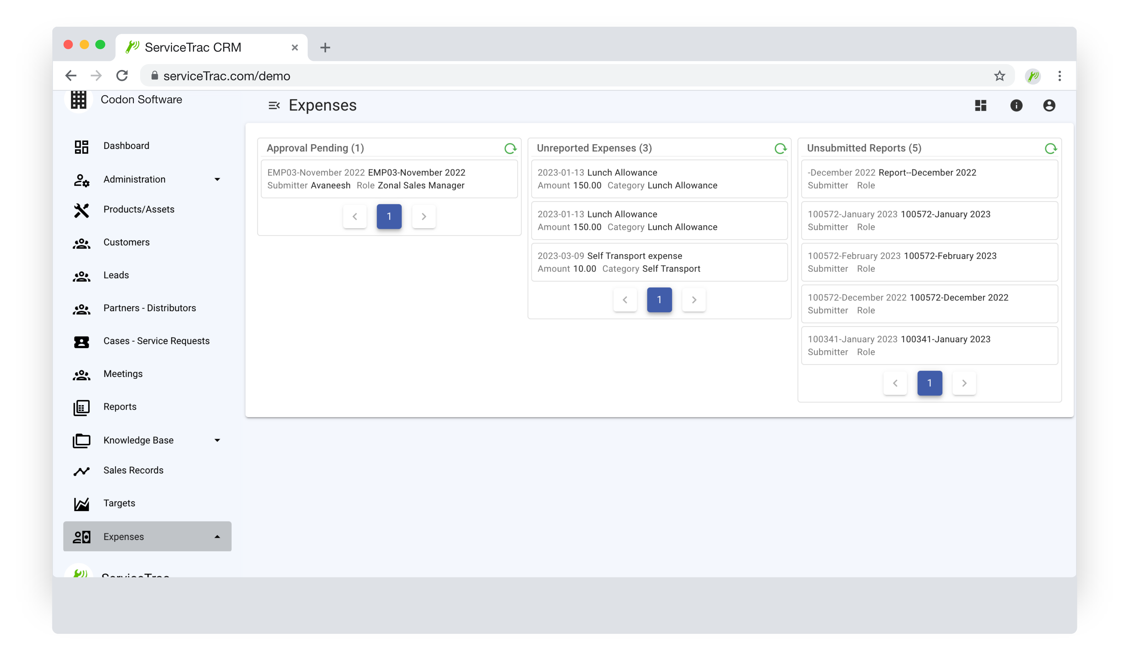 screenshot of ServiceTrac
