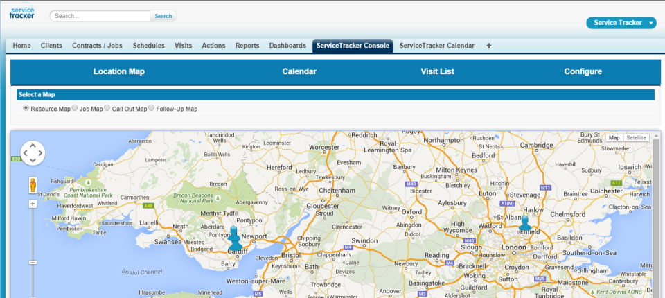screenshot of ServiceTracker