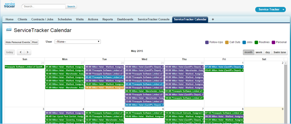 screenshot of ServiceTracker