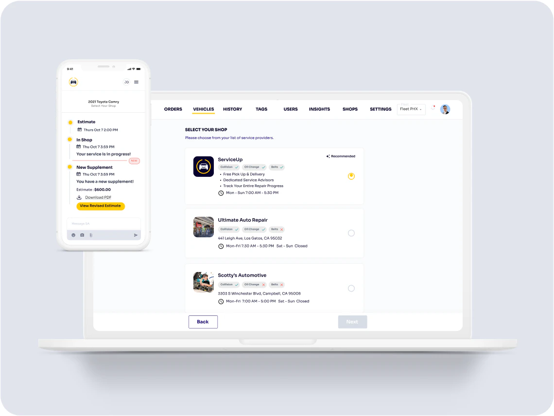 screenshot of ServiceUp