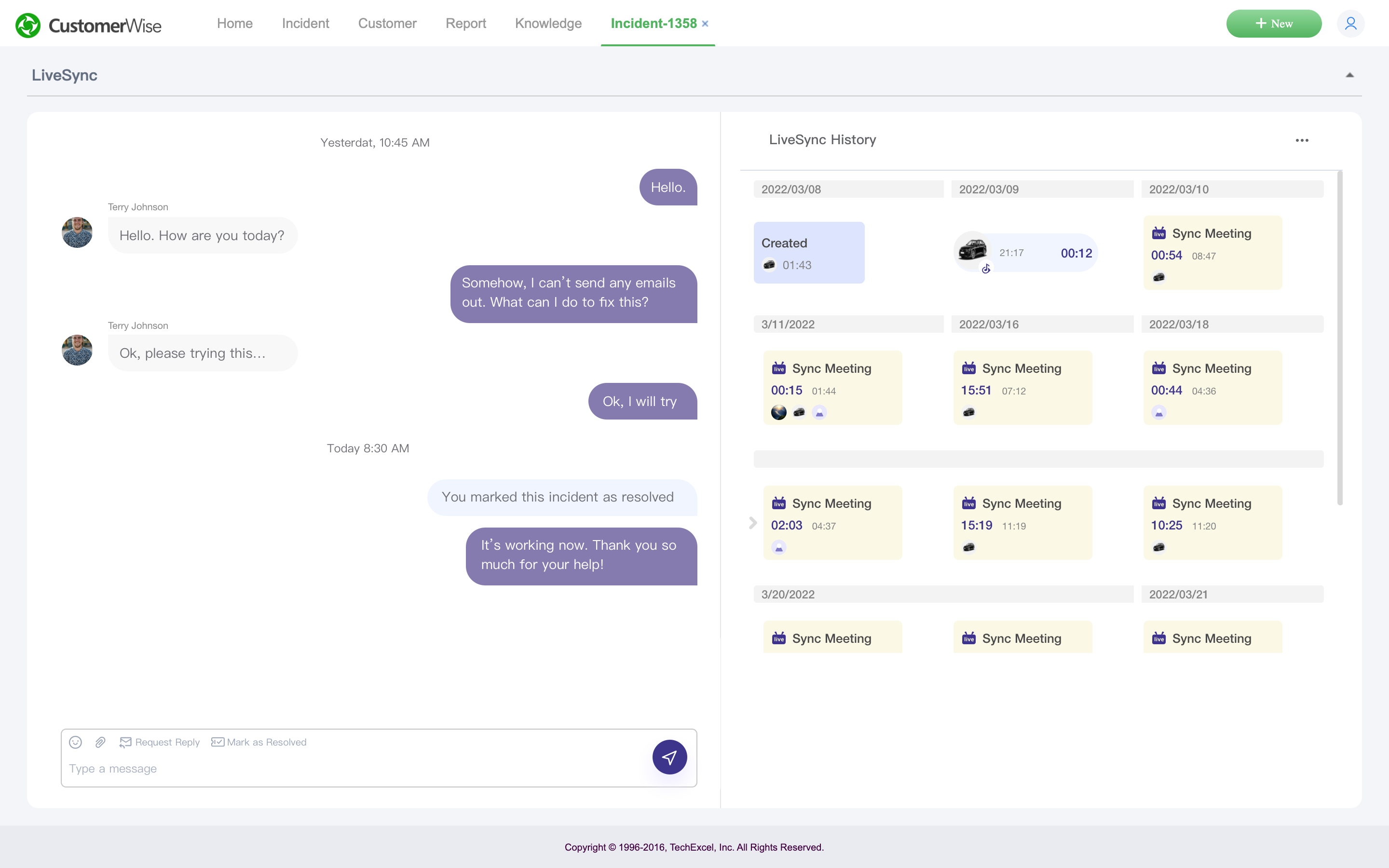 screenshot of ServiceWise