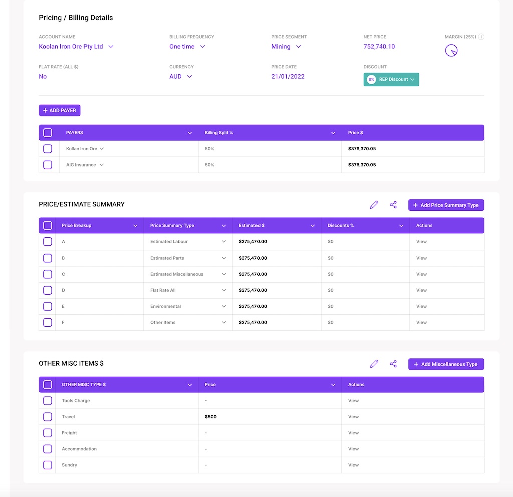screenshot of Servicecpq