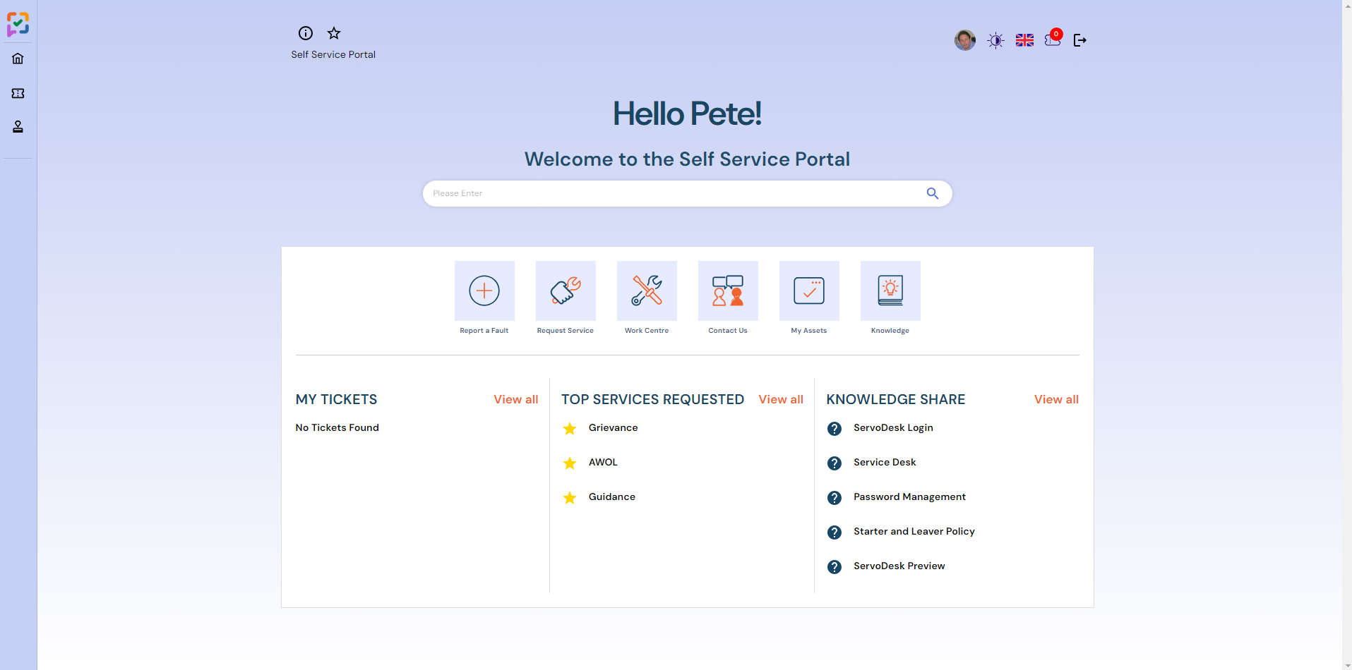 screenshot of ServoDesk