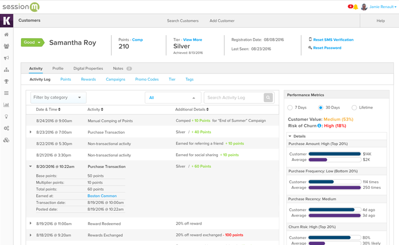 screenshot of SessionM