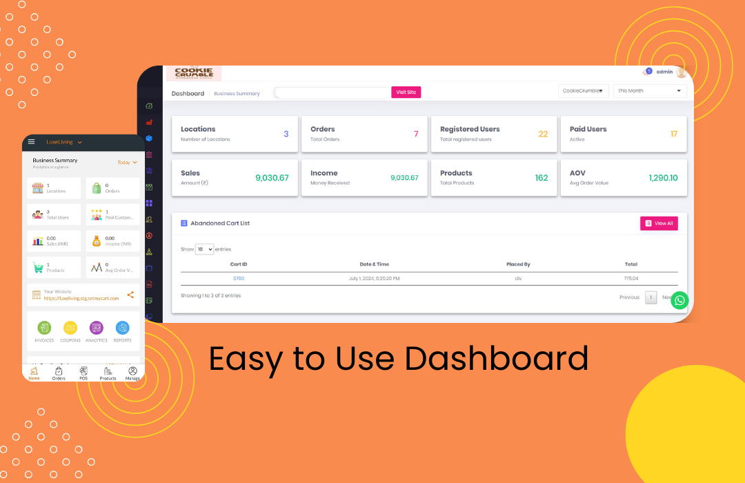 screenshot of SetMyCart