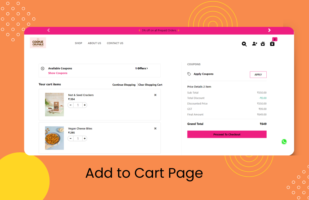 screenshot of SetMyCart