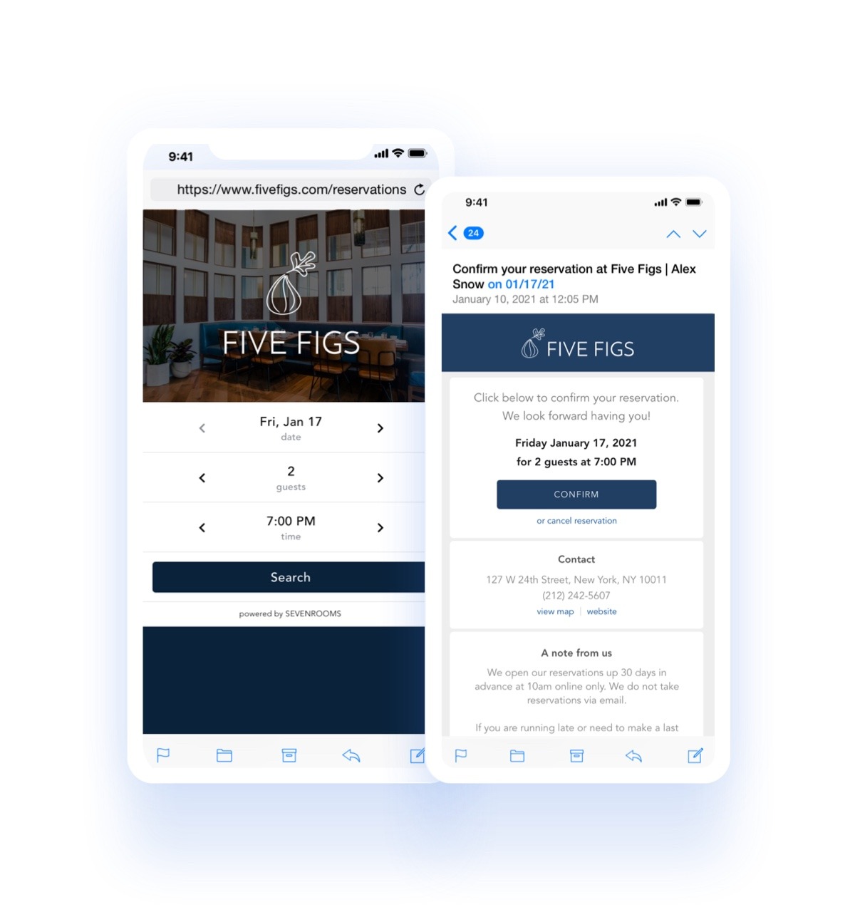 screenshot of SevenRooms