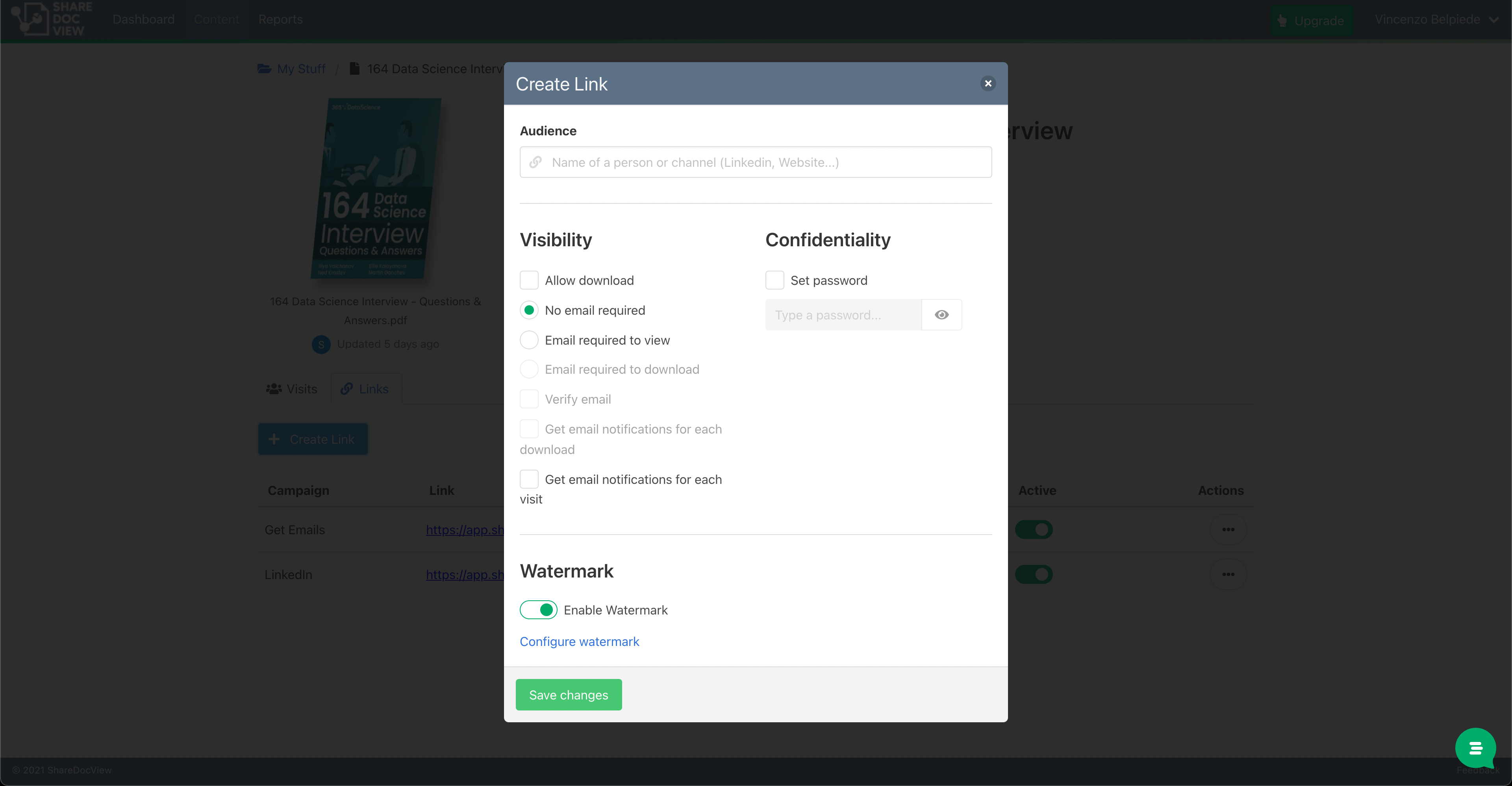 screenshot of ShareDocView