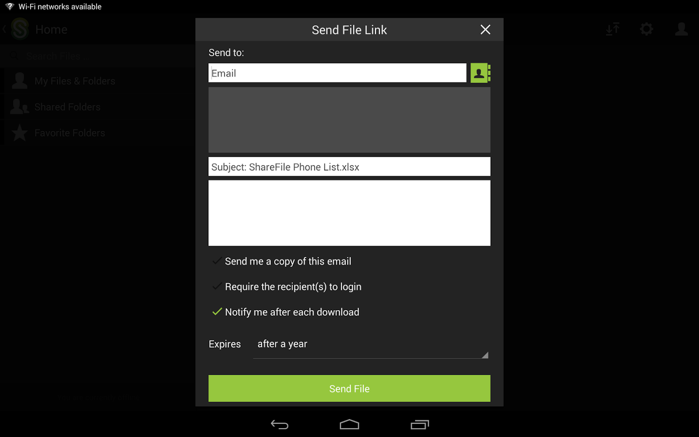screenshot of ShareFile