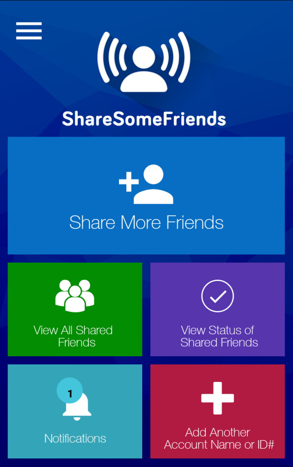 screenshot of ShareSomeFriends