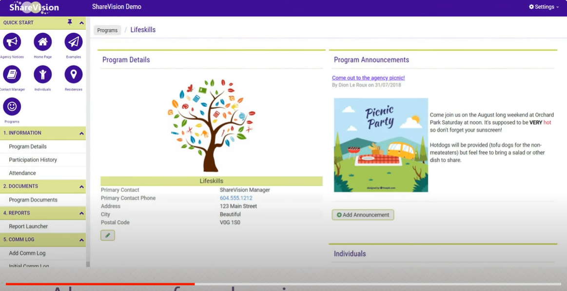 screenshot of ShareVision