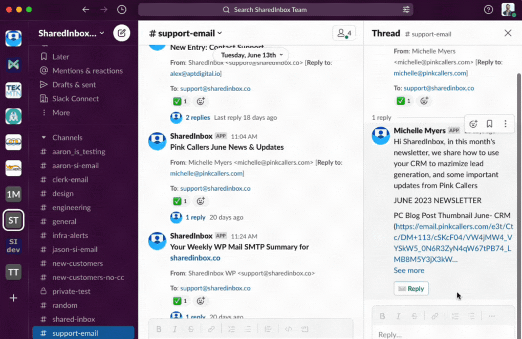 screenshot of SharedInbox