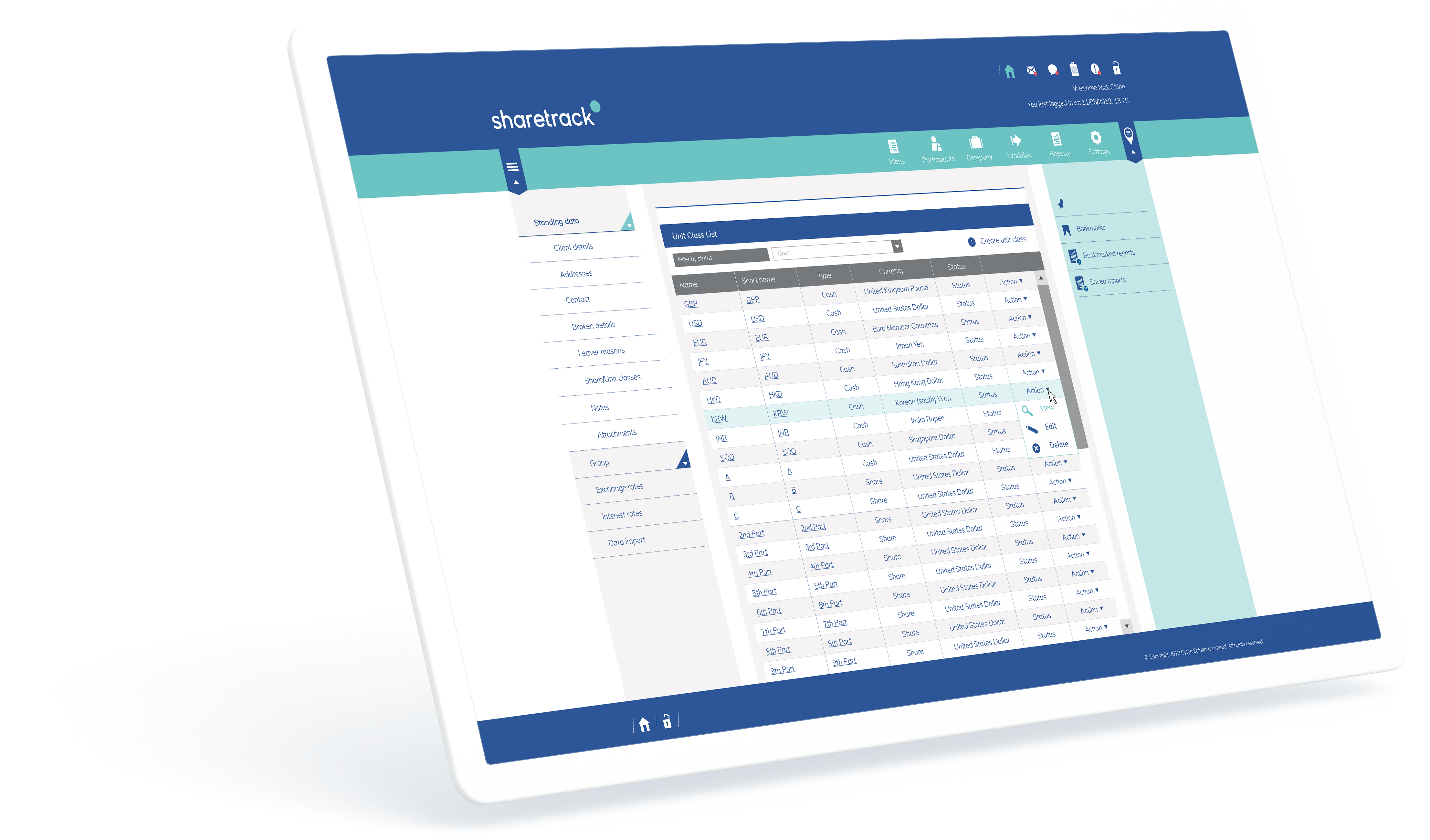 screenshot of Sharetrack
