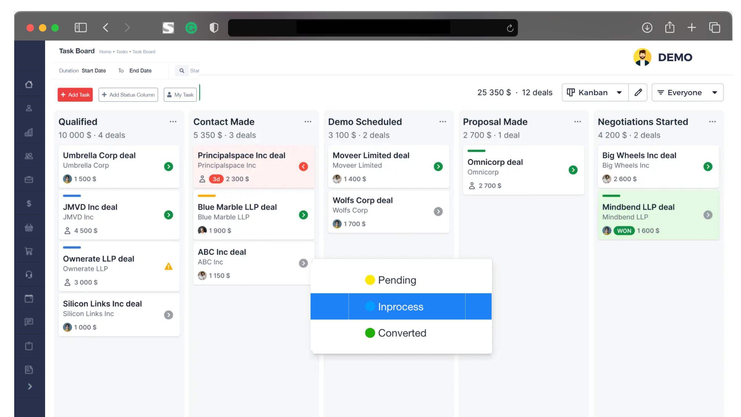 screenshot of SharpCRM