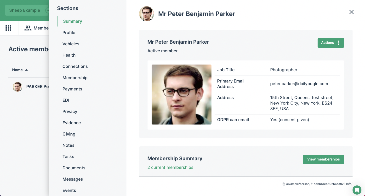 screenshot of SheepCRM