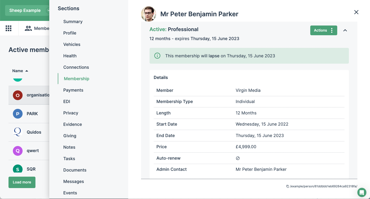 screenshot of SheepCRM