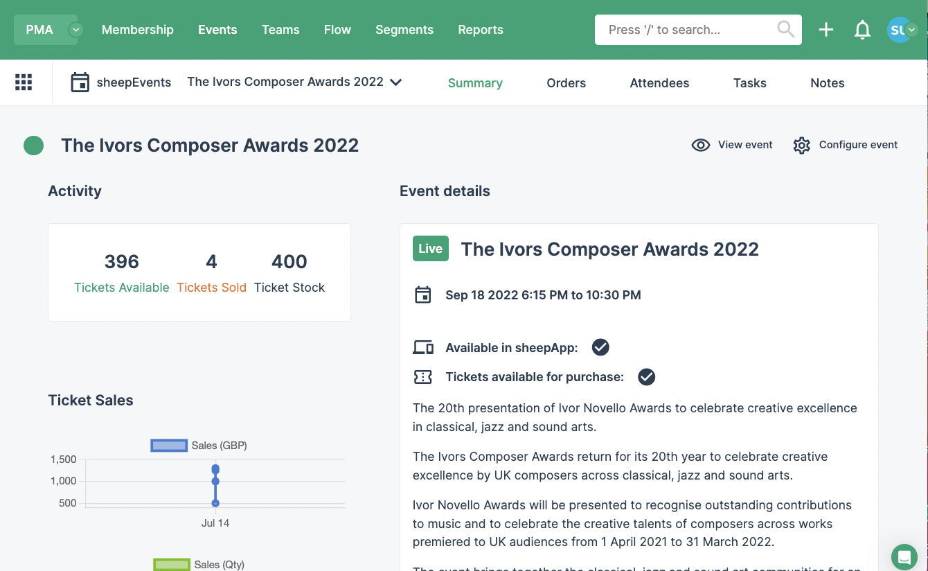 screenshot of SheepCRM