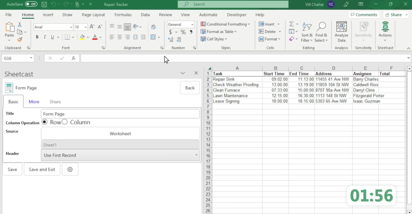 screenshot of Sheetcast