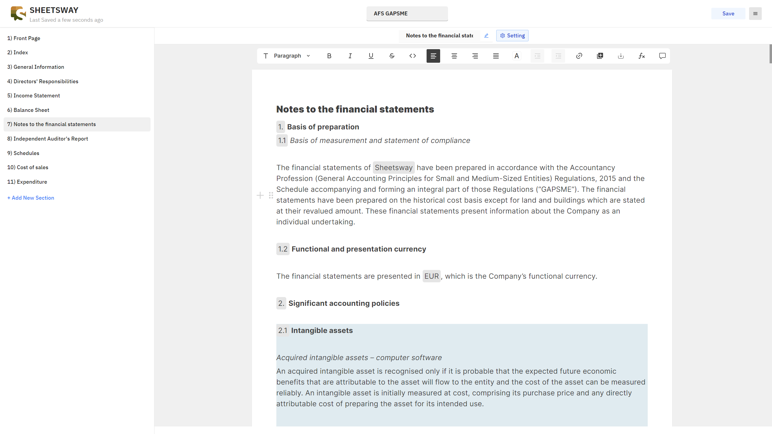 screenshot of Sheetsway