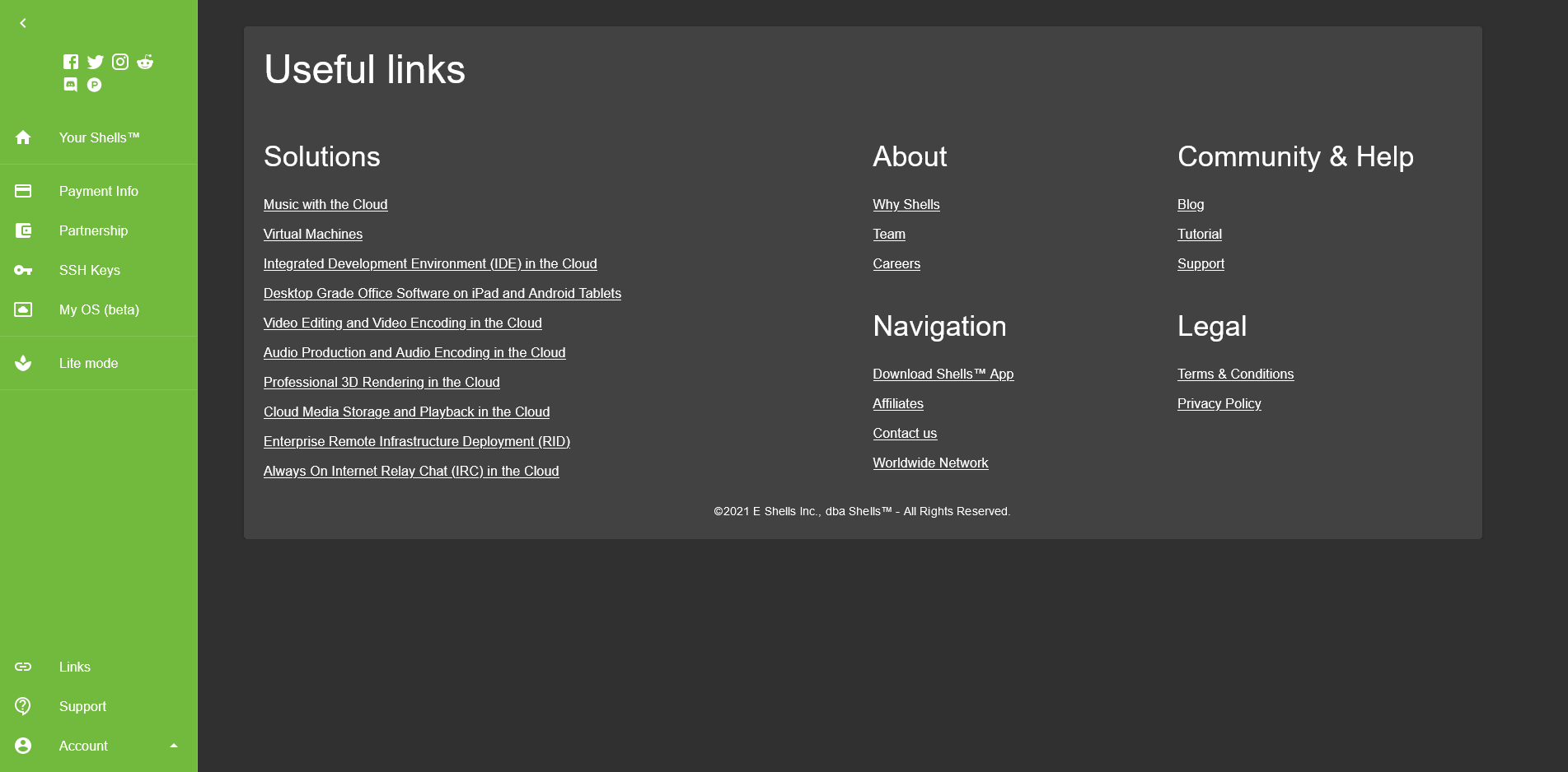 screenshot of Shells