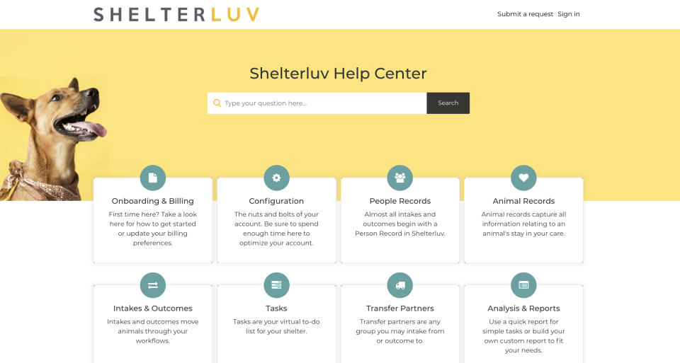 screenshot of Shelterluv