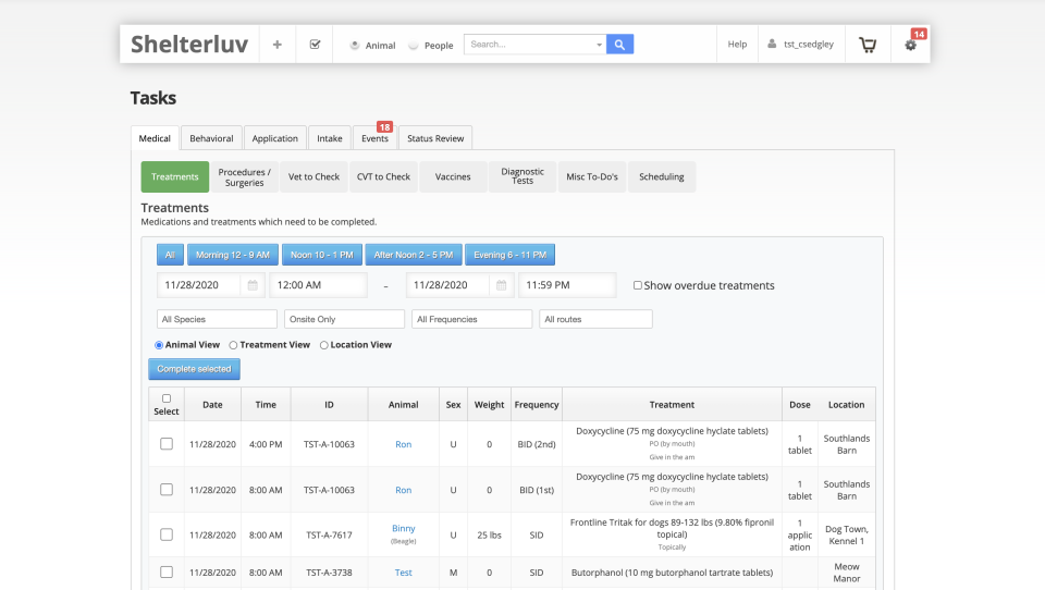 screenshot of Shelterluv