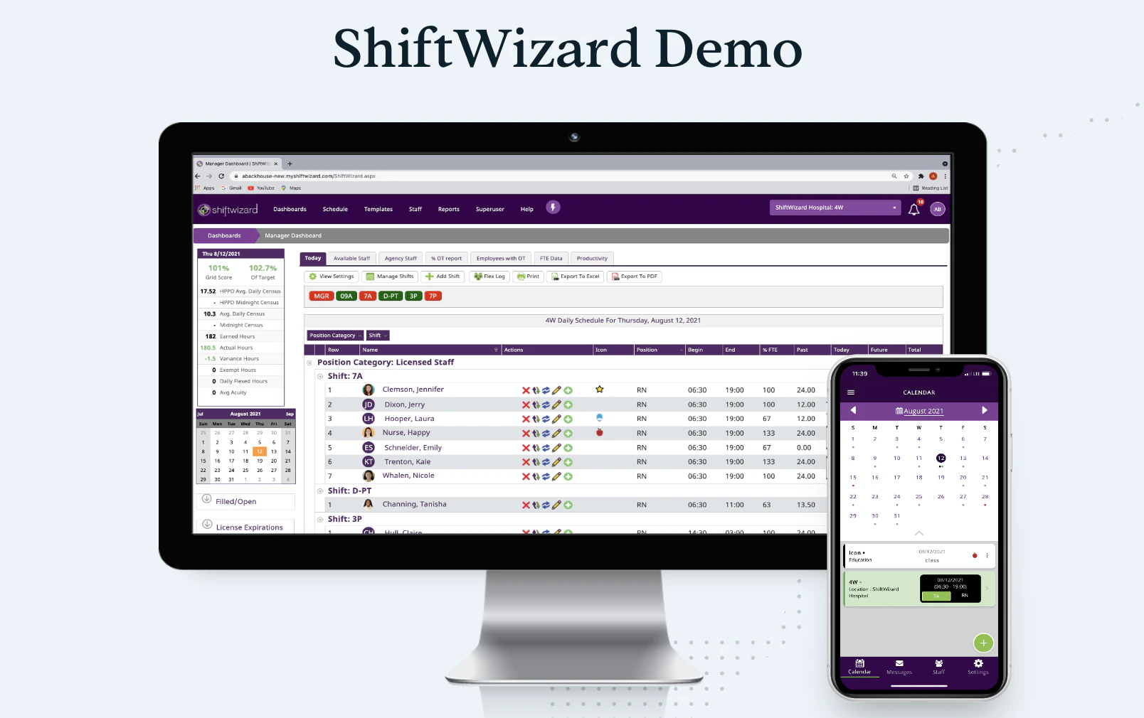 screenshot of ShiftWizard