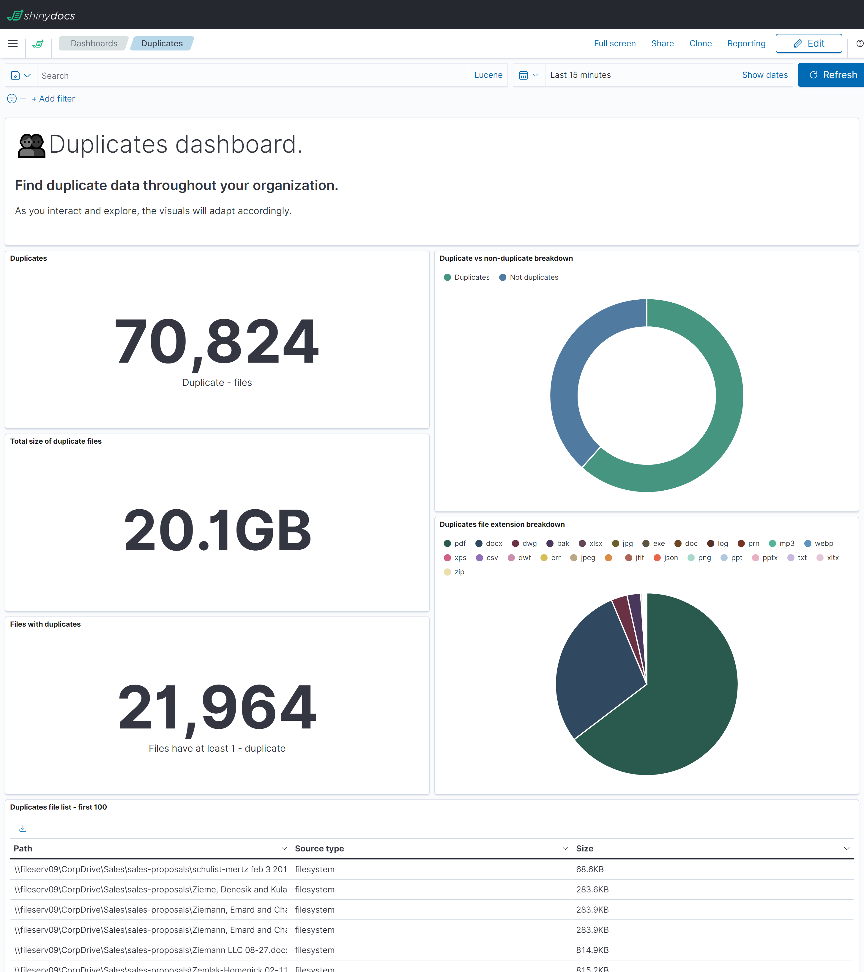 screenshot of Shinydocs