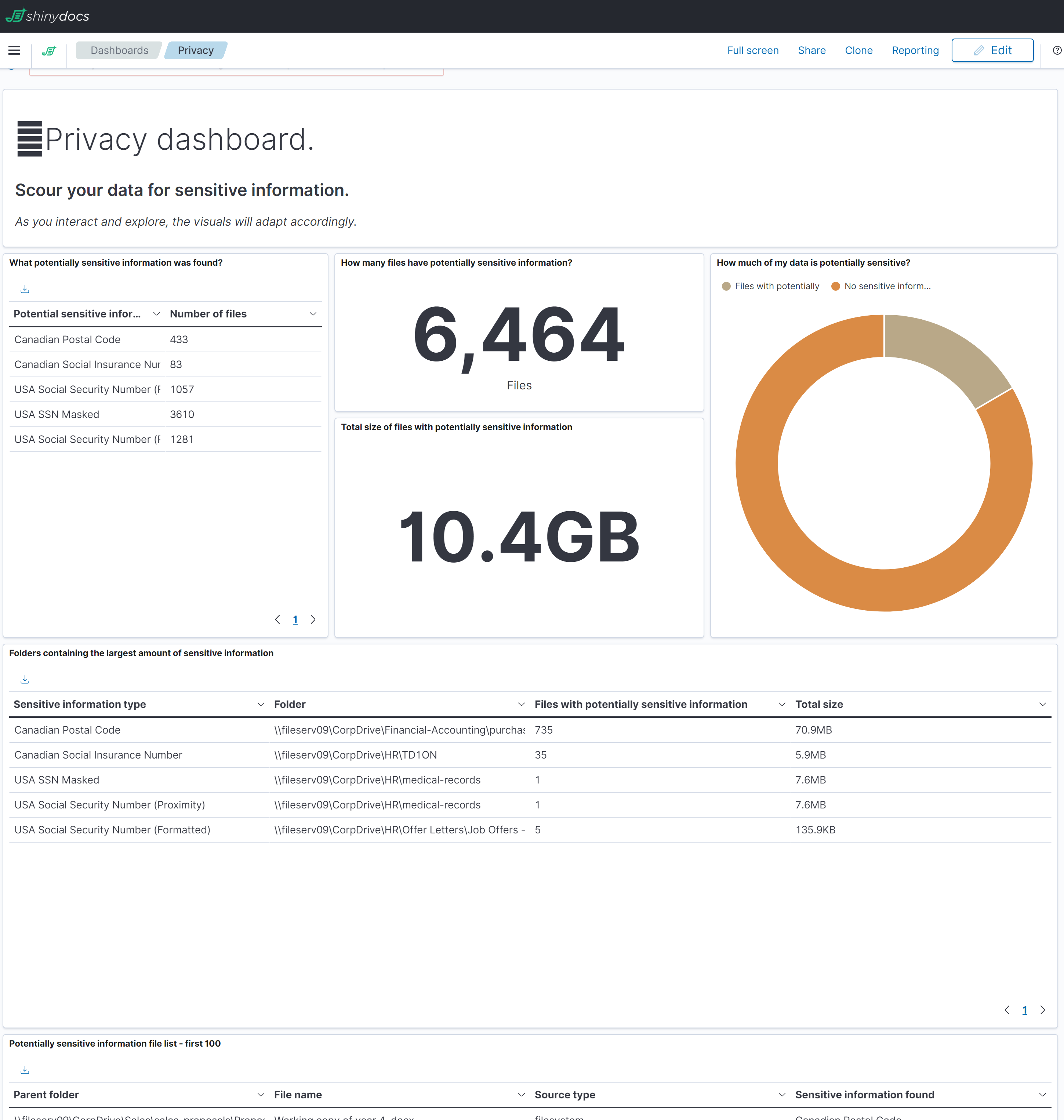 screenshot of Shinydocs