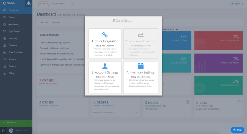 screenshot of ShipBob