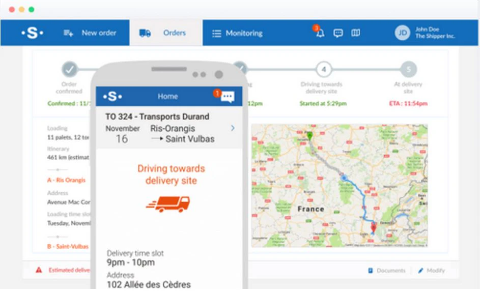 screenshot of Shippeo