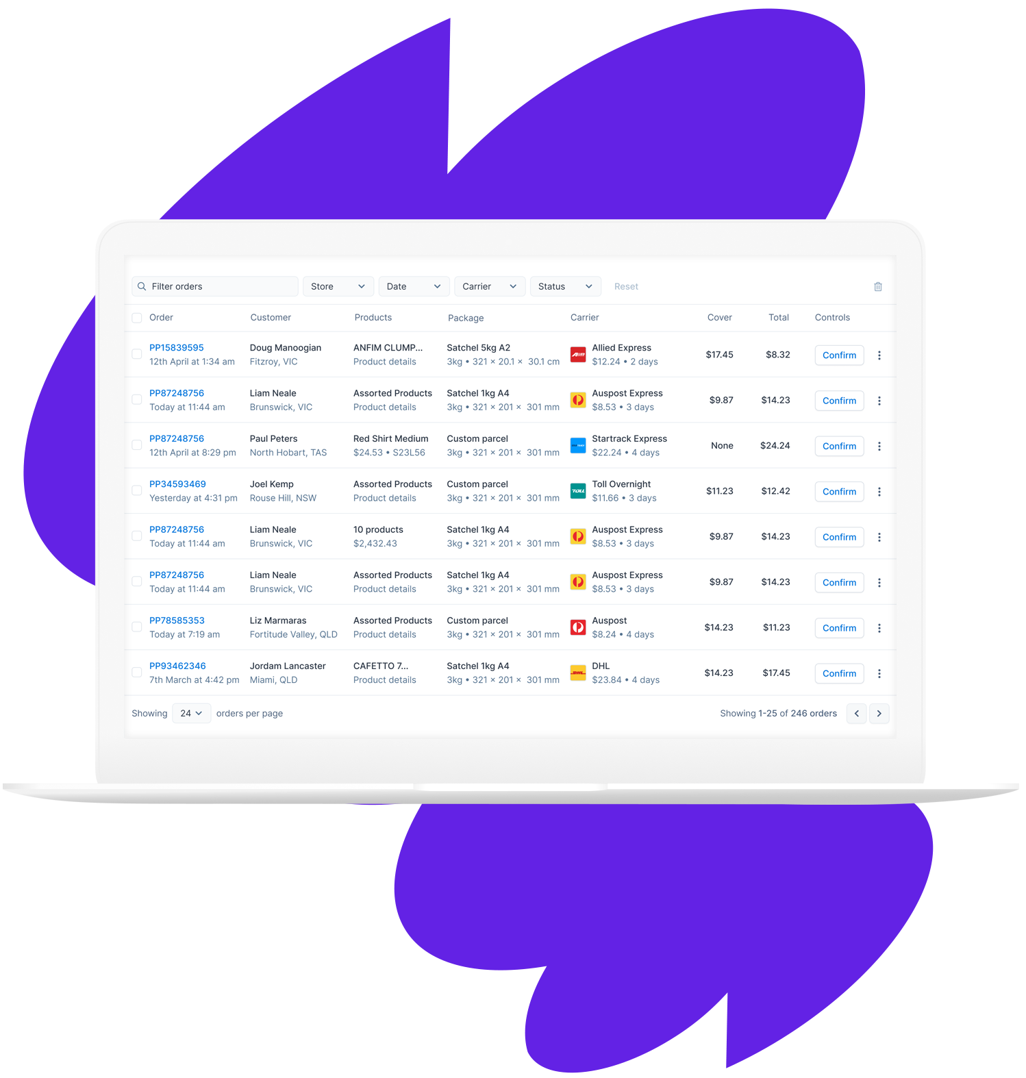 screenshot of Shippit