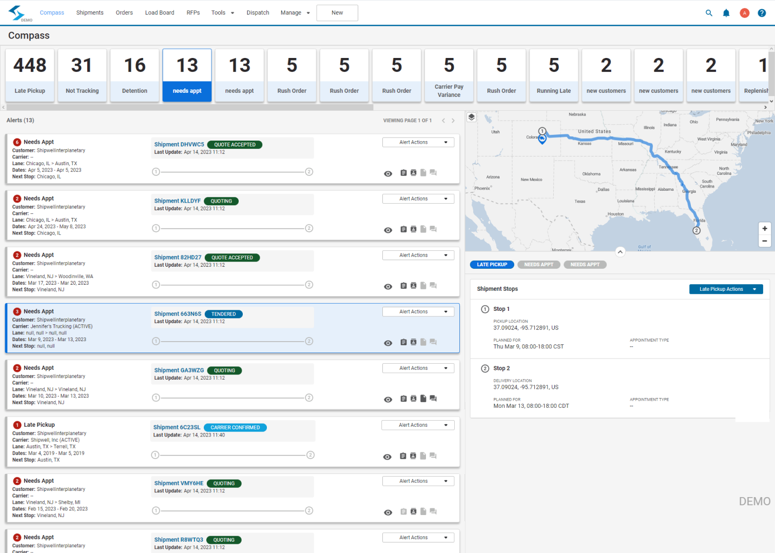 screenshot of Shipwell